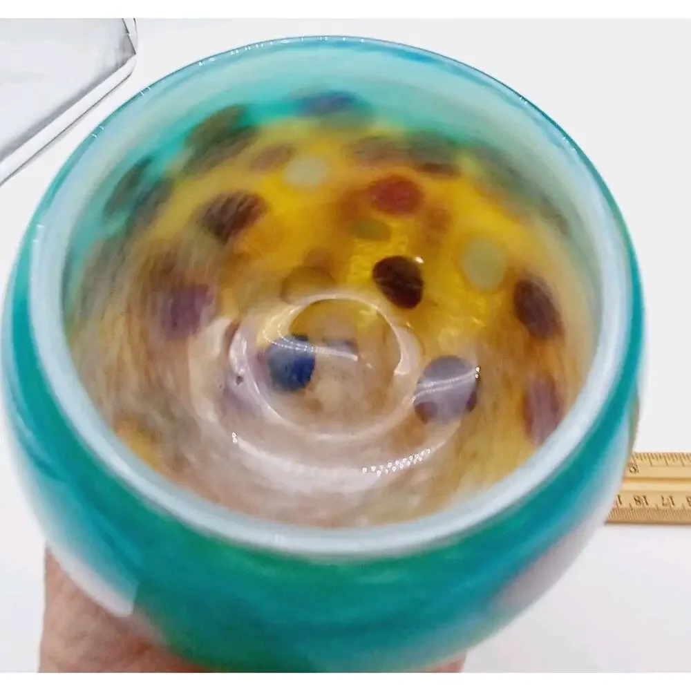 Tutti Frutti Glass Bowl Multicolor Cased Candle Holder Short Vase